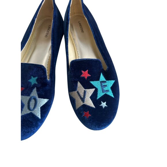 LANDS END Blue Velvet Love Loafers Flats Size 6 - Picture 7 of 8